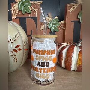 Pumpkin Glass Tumbler with Straw